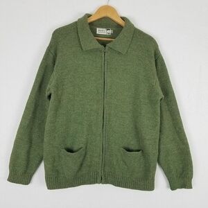 Alpaka Peruvian Knit Wear Green Longsleeve Full Zip Sweater XL